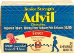 Advil Junior Strength ibuprofen tablets, 100-mg, grape flavored chewable tablets Center Front Picture