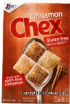 Chex Cinnamon sweetened rice ceral with real cinnamon, box Center Front Picture