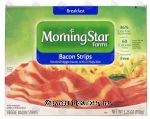 Morningstar Farms Breakfast bacon strips, smoked veggie bacon with a crispy bite Center Front Picture