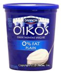 Dannon Oikos nonfat plain greek yogurt Center Front Picture