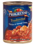 Progresso Traditional chicken & sausage gumbo prepared soup Center Front Picture