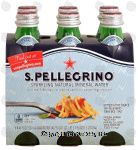 S. Pellegrino  sparkling natural mineral water, 6- 8.45 fl oz glass bottles Center Front Picture