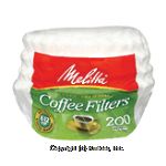 Melitta Coffee Filters Basket 200 Ct Bag 8-12 Cup White Center Front Picture