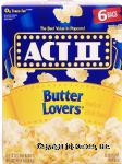 Act II Butter Lovers microwave popcorn, butter lovers, 6-bags Center Front Picture