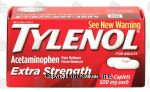 Tylenol Extra Strength pain reliever/fever reducer acetaminophen caplets 500mg each Center Front Picture