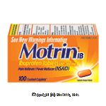 Motrin Ib pain reliever/fever reducer, ibuprofen tablets usp, 200 mg Center Front Picture