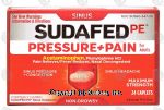 Sudafed PE pressure+pain, maximum strength pain reliever/fever reducer, nasal decongestant Center Front Picture