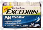 Excedrin PM headache; acetaminophen, aspirin and diphenhydramine citrate, pain-reliever/ nighttime sleep aid Center Front Picture