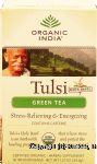 Organic India Tulsi green tea, holy basil, stress-relieving & energizing, contains caffeine, 18-infusion bags Center Front Picture