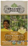 Organic India Tulsi lemon ginger flavor herbal supplement tea, stress-relieveing & reviving, 18-bags Center Front Picture