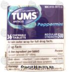 Tums  regular strength antacid, chewable tablets, peppermint Center Front Picture