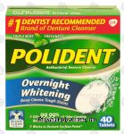 Polident  overnight whitening tablets, antibacterial denture cleanser, triple mint freshness Center Front Picture