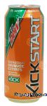 Mountain Dew Kick Start orange citrus flavored sparkling 5% juice blend, energizing Center Front Picture