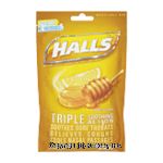 Halls  honey-lemon menthol drops, cough suppressant Center Front Picture