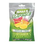 Halls Defense sugar free immune system support, 100% Vitamin C, assorted citrus Center Front Picture