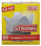 Glad  quick-tie tall kitchen bags, 13 gallon size Center Front Picture