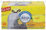 Glad Odor Shield 13 gallon tall kitchen drawstring bags with febreze freshness, lemon scent Center Front Picture