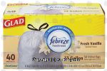 Glad Odor Shield 13 gallon tall kitchen bags with febreze freshness, fresh vanilla scent Center Front Picture