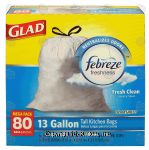 Glad Odor Shield 13 gallon tall kitchen bags with febreze freshness, fresh clean Center Front Picture