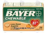 Bayer  chewable low dose aspirin orange flavor Center Front Picture