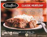 Stouffer's  meatloaf glazed w/ ketchup in a homestyle gravy with russet mashed potatoes Center Front Picture