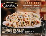 Stouffer's Classics vegetable lasagna; whole grain lasagna layered with a vegetable medley in a creamy cheese sauce Center Front Picture