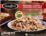 Stouffer's Family Size grandma's chicken & vegetable rice bake in a cheddar cheese sauce Center Front Picture