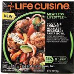 Life Cuisine Meatless Lifestyle ricotta & spinach meatless meatballs pasta bowl, frozen bowl Center Front Picture