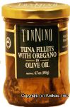 Tonnino  tuna fillets with oregano in olive oil, wild caught, hand packed, dolphin safe Center Front Picture