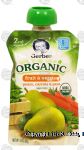 Gerber Organic fruit & veggies; pears, carrots & peas baby food, stage 2 Center Front Picture