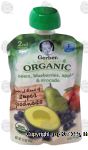 Gerber Organic pears, blueberries, apples & avocado baby food, stage 2 Center Front Picture