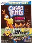 General Mills Family Size cocoa puffs; chocolate flavored frosted corn puffs, box Center Front Picture