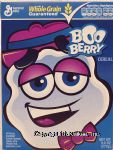 General Mills Boo Berry cereal, blueberry flavor frosted cereal with spooky-fun marshmallows Center Front Picture