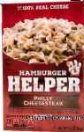 Betty Crocker Hamburger Helper philly cheesesteak: pasta, cheesy sauce mix & french-fried onion topping mix, add ground beef Center Front Picture