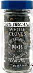 Morton & Bassett 100& Organic whole cloves, glass jar Center Front Picture