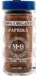 Morton & Bassett 100% Organic  paprika, glass jar Center Front Picture