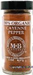 Morton & Bassett 100% Organic cayenne pepper, glass jar Center Front Picture