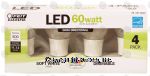 Feit Electric  LED 60 watt replacement, soft white, dimmable, 800 lumens Center Front Picture