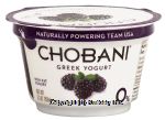 Chobani Greek Yogurt blackberry on the bottom non-fat yogurt Center Front Picture