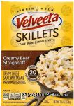 Kraft Velveeta cheesy skillets dinner kit, creamy beef stroganoff, pasta with cheese sauce & seasonings Center Front Picture