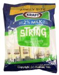 Kraft String reduced fat mozzarella cheese sticks made with 2% milk, 24 individually wrapped snacks Center Front Picture