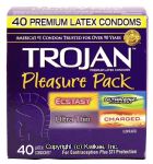 Trojan Pleasure Pack latex condoms for contraception plus STI protection, 4 varities Center Front Picture