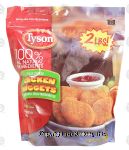 Tyson  fully cooked chicken nuggets, breaded nugget shaped chicken patties Center Front Picture