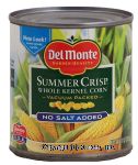 Del Monte Summer Crisp whole kernel golden sweet corn no salt added Center Front Picture