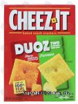 Sunshine Cheez-It Duoz; sharp cheddar and parmesan flavored baked snack crackers Center Front Picture