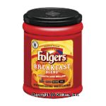 Folgers Breakfast Blend mild roast ground coffee, smooth and mellow, makes up to 90 6-fl. oz. cups Center Front Picture