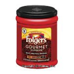 Folgers Gourmet Supreme dark roast ground coffee, deep and full bodied, makes up to 90 6-fl. oz. cups Center Front Picture