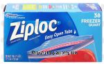 Ziploc  double zipper quart size freezer bags, easy open tabs, 7 in x 7-7/16 in Center Front Picture