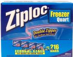 Ziploc  freezer quart, economy 4-pack, 7 x 7 3/4-in bags, double zipper Center Front Picture