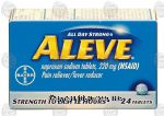 Aleve  noproxen sodium tablets, 220mg pain reliever / fever reducer Center Front Picture